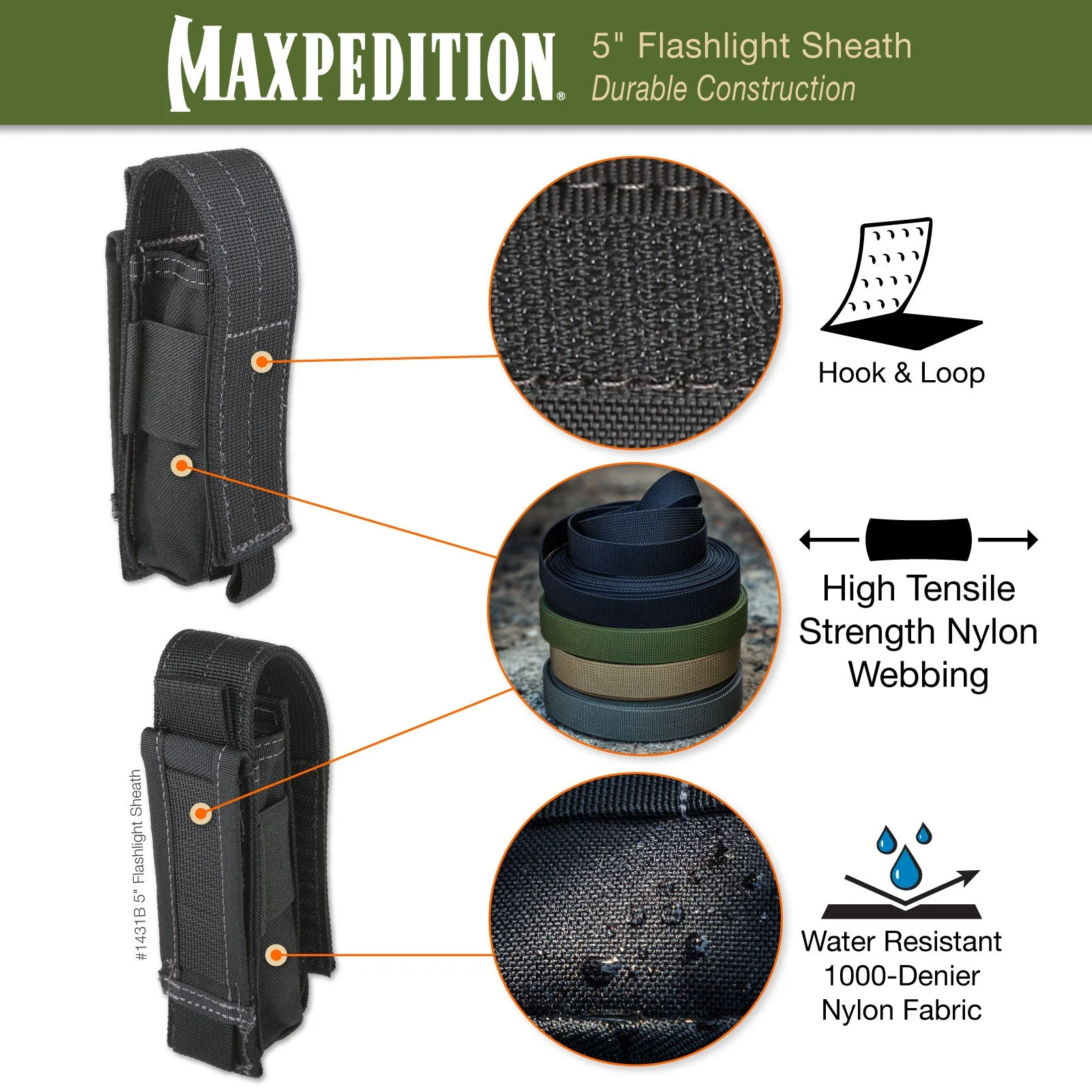 5" Flashlight Sheath  (Black) (Buy 1 Get 1 Free. Mix and Match in Multiples of 2. All Sales Final.) - Image 4