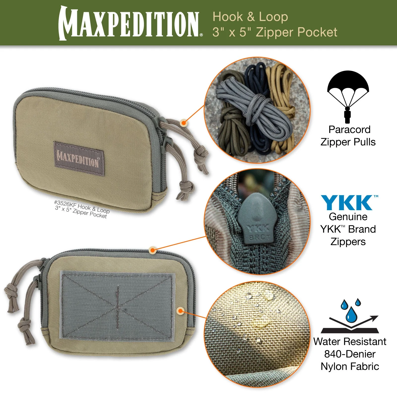 Hook & Loop 3" x 5" Zipper Pocket (Buy 1 Get 1 Free. Mix and Match in Multiples of 2. All Sales Final.) - Image 3