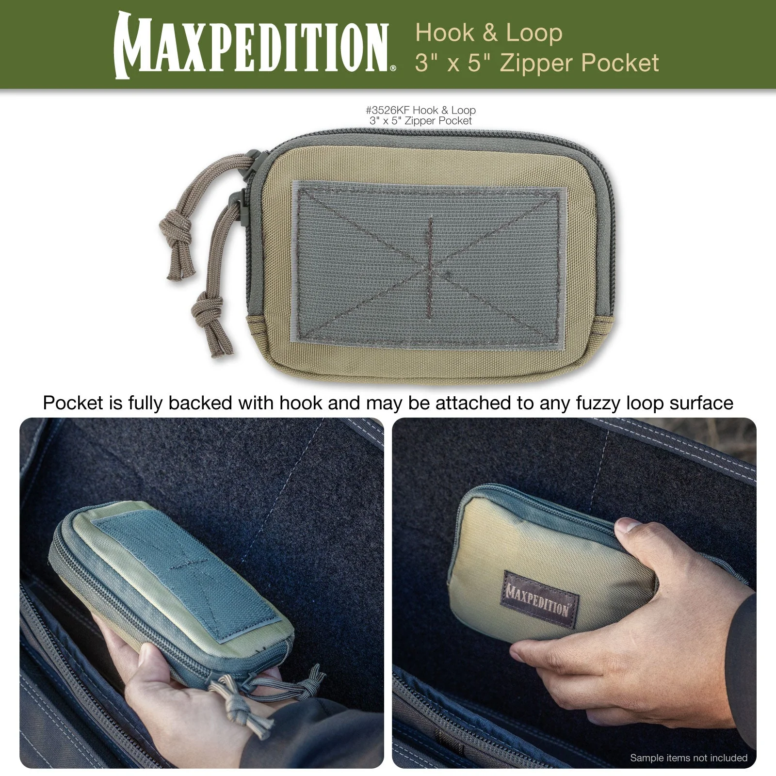 Hook & Loop 3" x 5" Zipper Pocket (Buy 1 Get 1 Free. Mix and Match in Multiples of 2. All Sales Final.) - Image 4