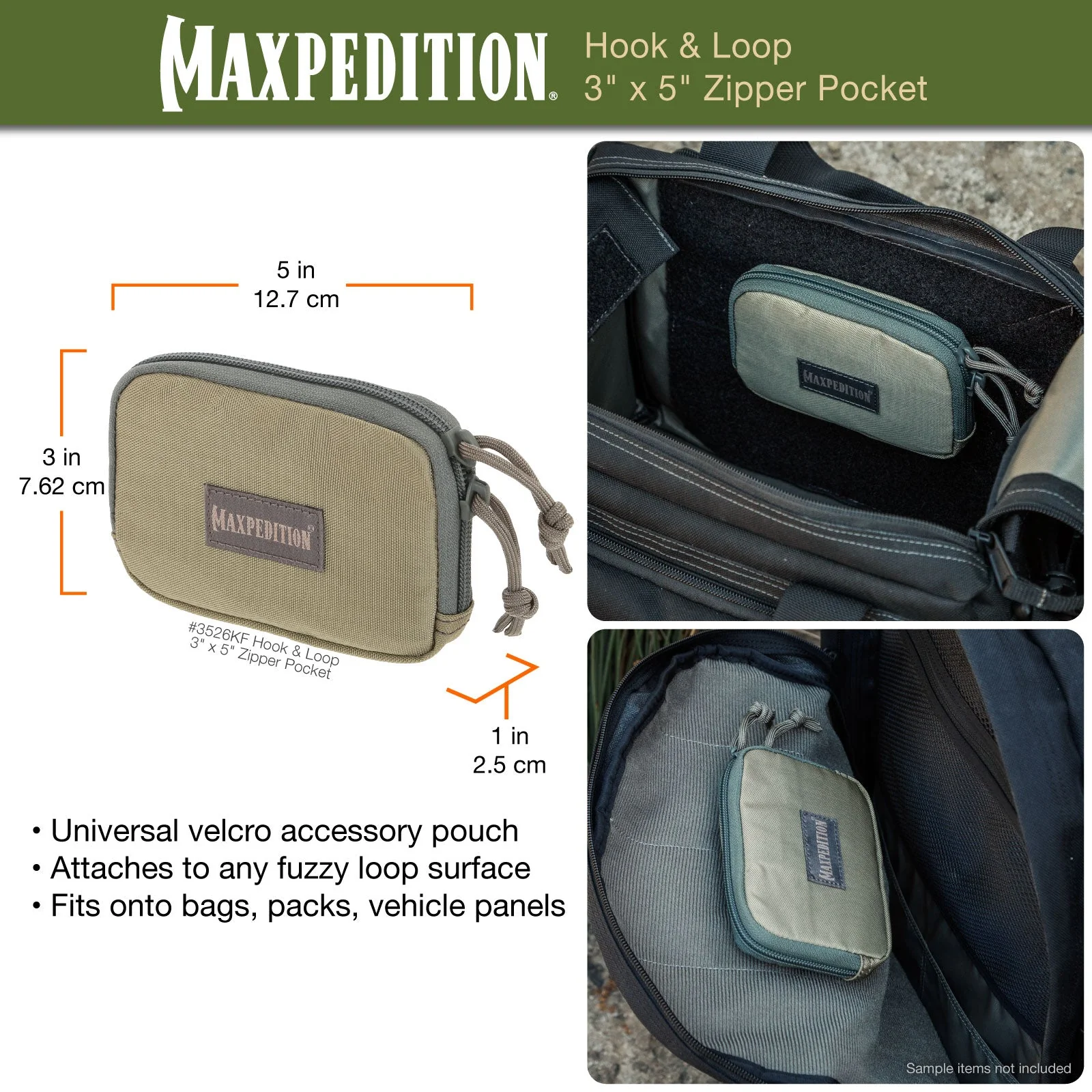 Hook & Loop 3" x 5" Zipper Pocket (Buy 1 Get 1 Free. Mix and Match in Multiples of 2. All Sales Final.) - Image 7
