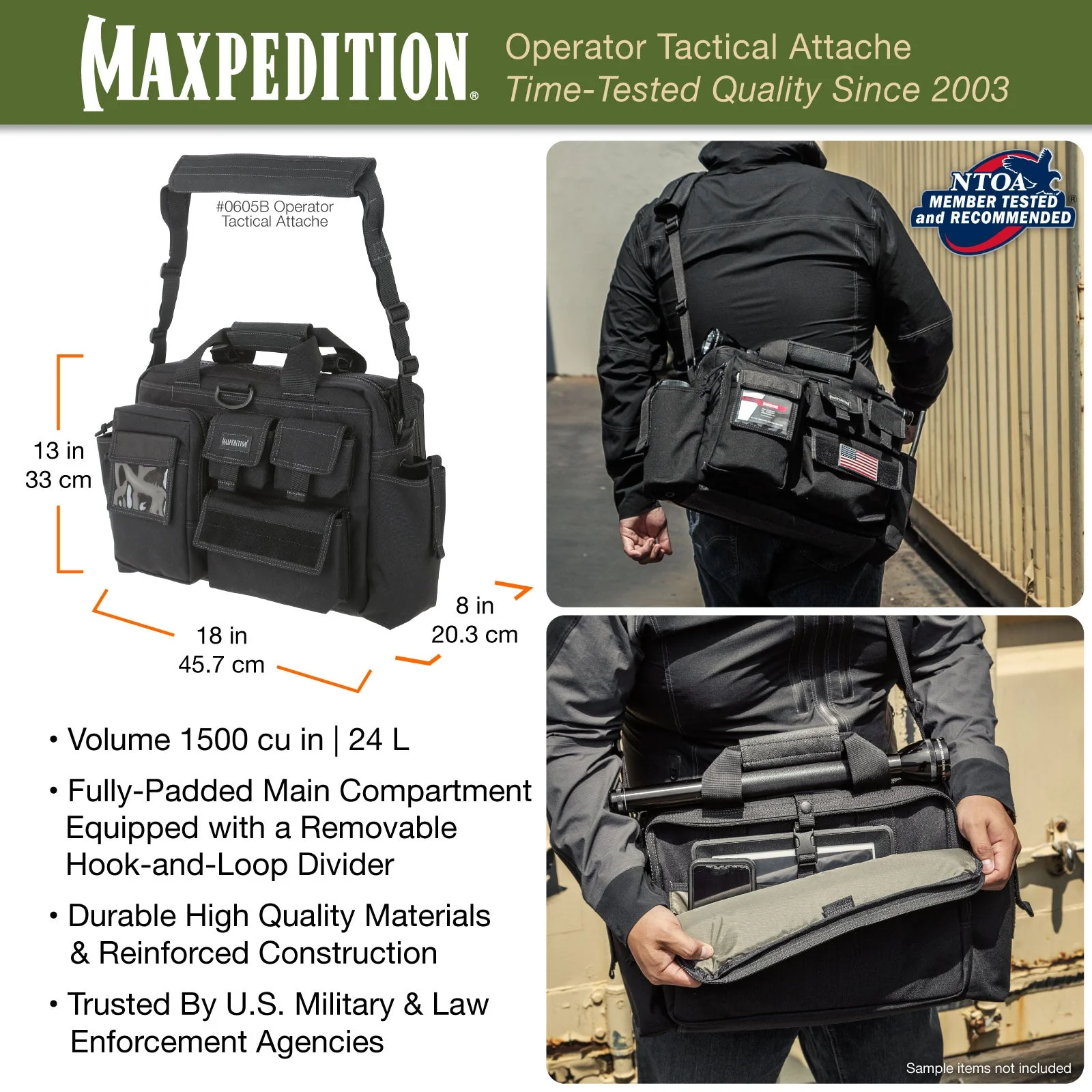 Operator Tactical Attache (Black) (Buy 1 Get 1 Free. Mix and Match in Multiples of 2. All Sales Final.) - Image 3