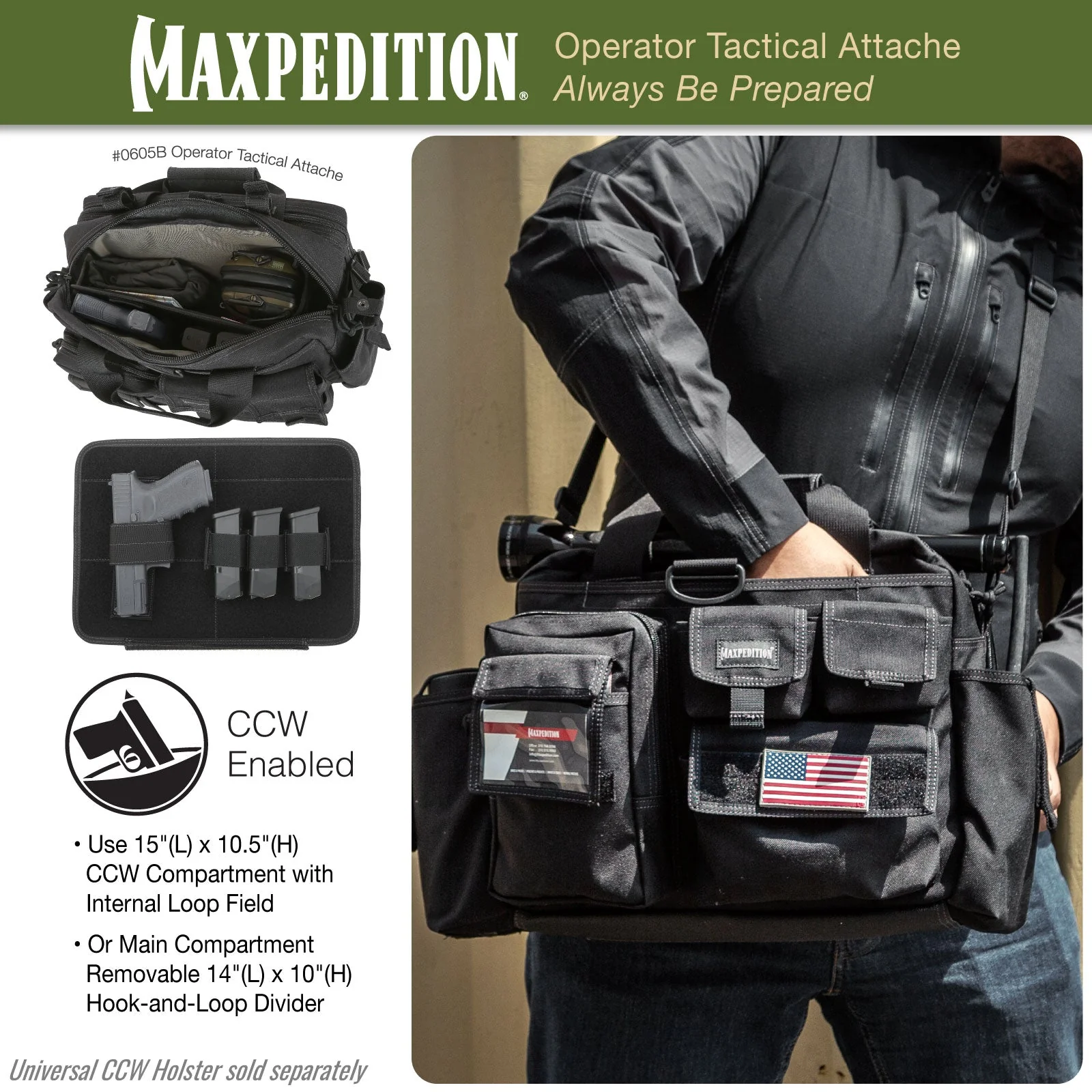 Operator Tactical Attache (Black) (Buy 1 Get 1 Free. Mix and Match in Multiples of 2. All Sales Final.) - Image 5