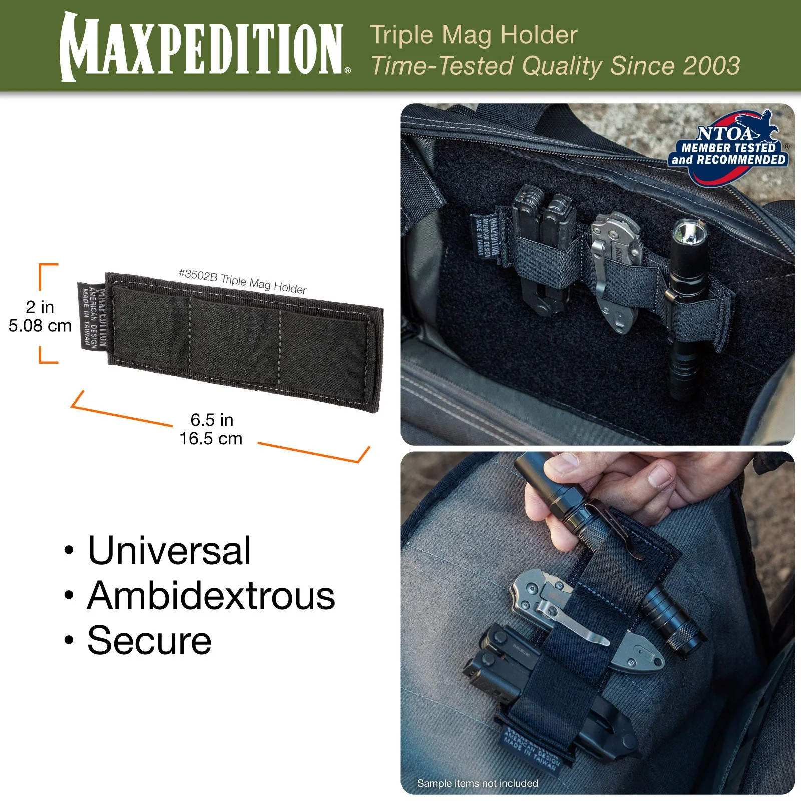 Triple Mag Holder  (Black) (Buy 1 Get 1 Free. Mix and Match in Multiples of 2. All Sales Final.) - Image 3