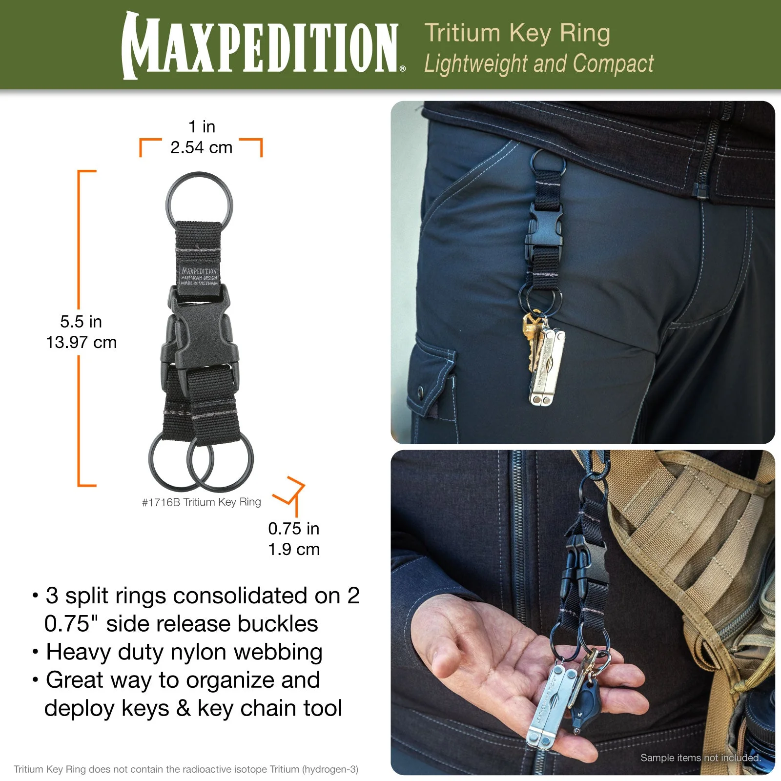 Tritium Key Ring (Buy 1 Get 1 Free. Mix and Match in Multiples of 2. All Sales Final.) - Image 3