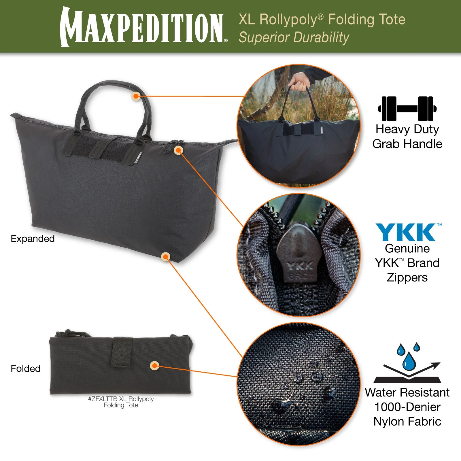 XL Rollypoly Folding Tote (CLOSEOUT SALE. FINAL SALE.) - Image 5